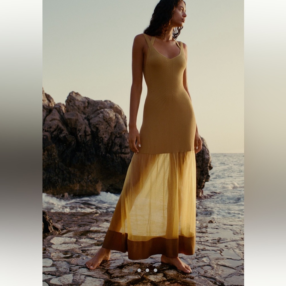 Anthropologie Sheer Panel Maxi Sweater Dress Sz Medium NWT